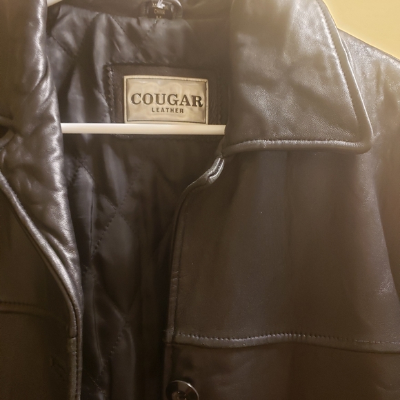 Women's black leather coat - Picture 2 of 5